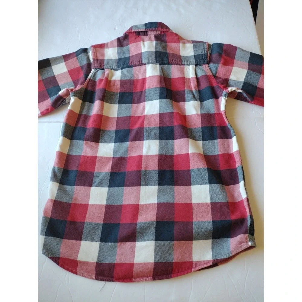 The Childrens Place Button Up Shirt Boys XL 14 Red White Black Plaid Flannel‎